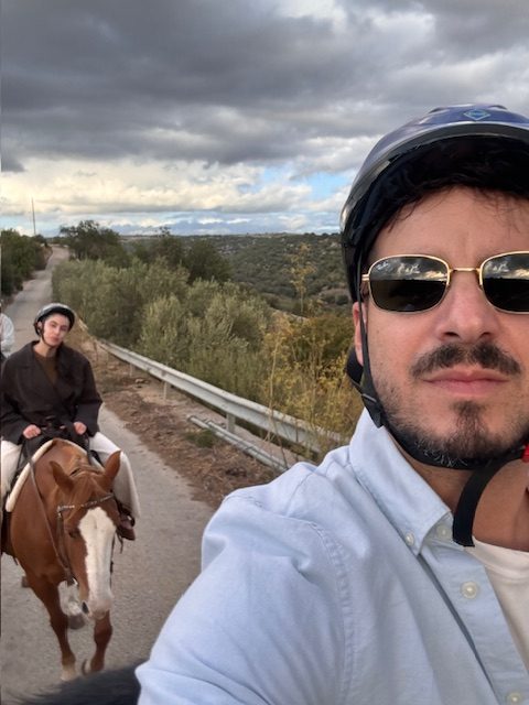 Francesco and Lior horse riding in the Ragusa countryside